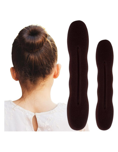 Hacedor de Moño Esponja Pndeyo 2pcs Marrón Accesorios Cabello