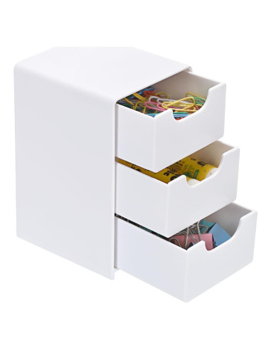 Organizador de Escritorio Acrílico BTSKY Blanco 3 Cajones 8x9x13cm