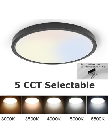 Luz de Techo LED Taloya Negra 30 cm 20W 5 Temperaturas