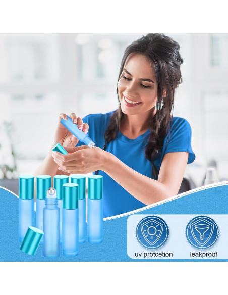 Sumind 150 Botellas de Rodillo de Vidrio 10 ml Azul Esmerilado Sumind 150 Botellas de Rodillo de Vidrio 10 ml Azul Esmerilado