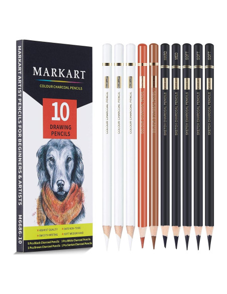Set de Lápices de Carbón MARKART 10 Piezas para Dibujo Set de Lápices de Carbón MARKART 10 Piezas para Dibujo