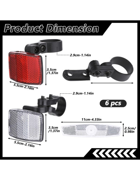 Kit de Reflectores de Bicicleta FdcZeyxior 6 Piezas ABS Kit de Reflectores de Bicicleta FdcZeyxior 6 Piezas ABS