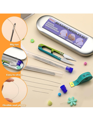 Set de Agujas para Beading UOOU - 102 Piezas, 10 Tamaños