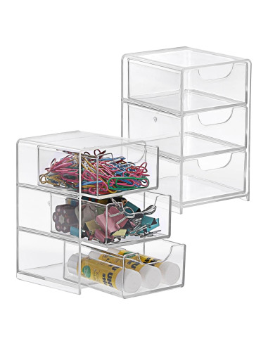Organizador de Escritorio Acrílico BTSKY 3 Cajones 7.9x8.9x13cm