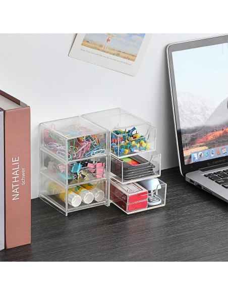 Organizador de Escritorio Acrílico BTSKY 3 Cajones 7.9x8.9x13cm Organizador de Escritorio Acrílico BTSKY 3 Cajones 7.9x8.9x13cm