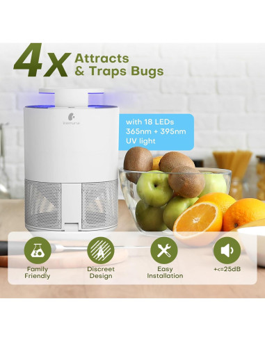 Trampa de Insectos Interior SAHETO FTS-44WO-TR con Cebo y 5 Recargas