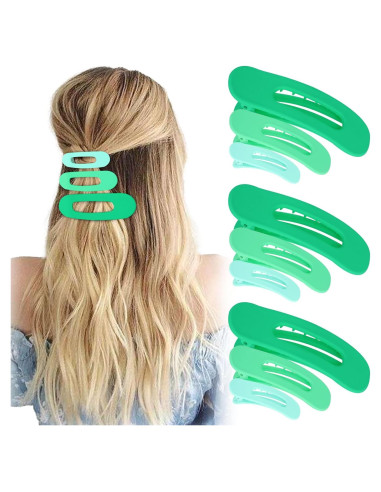 Pinzas Planas Verdes ACO-UINT - 9 Piezas para Cabello