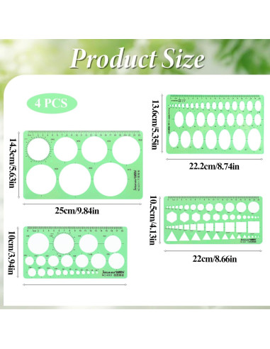 Plantillas de Círculo Tweruna 4 Pcs Plástico Verde 21.6x21.1 cm