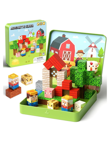 Juego de Bloques Magnéticos de Animales de Granja - 49 PZS