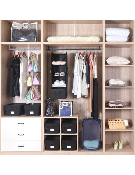 Organizador de Closet Colgante MAX Houser 4 Estantes Negro Organizador de Closet Colgante MAX Houser 4 Estantes Negro