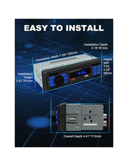 Estéreo de Coche Bluetooth Norhom 1 DIN FM USB AUX 388g Estéreo de Coche Bluetooth Norhom 1 DIN FM USB AUX 388g
