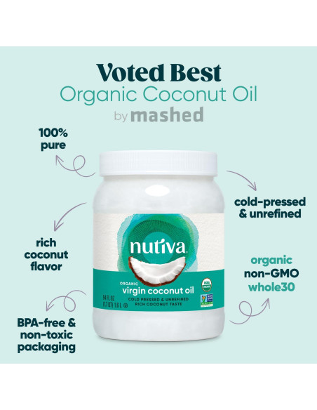 Aceite de Coco Orgánico Nutiva 54 oz Prensado en Frío Pack 2 Aceite de Coco Orgánico Nutiva 54 oz Prensado en Frío Pack 2