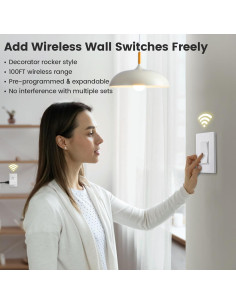 Interruptor de Luz Inalámbrico SURAIELEC 15A 30.48m Alcance RF 2