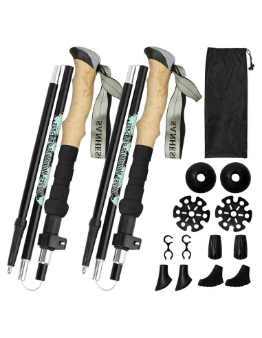 Bastones de Trekking Sanheshun 2 Pack Aluminio 128cm Ajustables