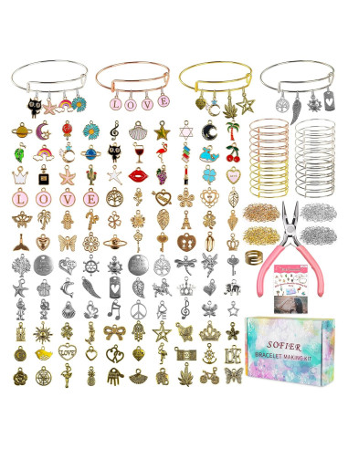 Kit de Fabricación de Pulseras Sofier 542 Piezas DIY Joyería