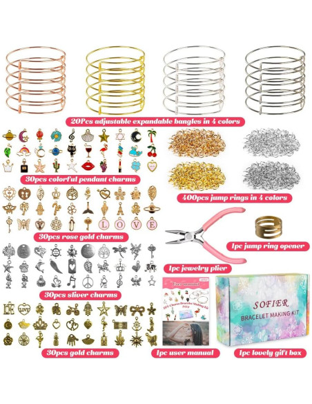 Kit de Fabricación de Pulseras Sofier 542 Piezas DIY Joyería Kit de Fabricación de Pulseras Sofier 542 Piezas DIY Joyería