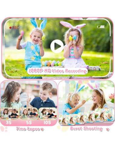Cámara Digital para Niños CHAKEYAKE H90 con Zoom 10x y Pantalla 3.5"