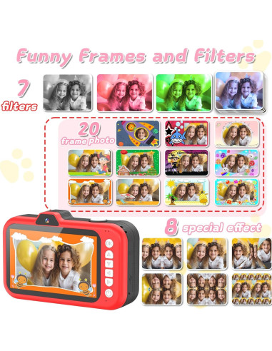 Cámara Digital para Niños CHAKEYAKE H90 con Zoom 10x y Pantalla 3.5"