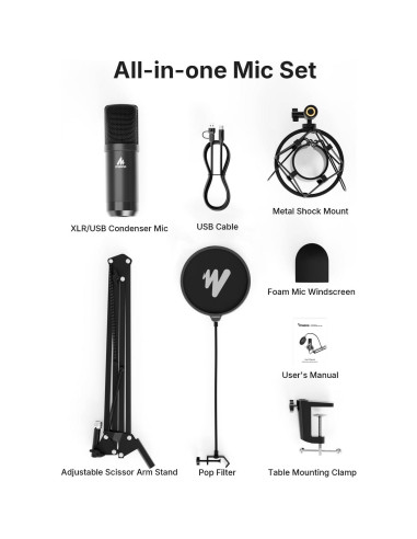 Micrófono de Condensador MAONO A04 Gen2 XLR/USB 192kHz