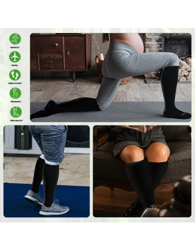 Calcetines de Compresión LEVSOX para Pantorrillas Anchas 15-20mmHg