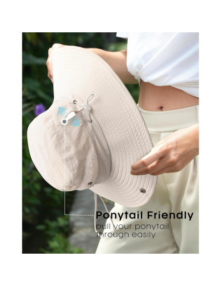 Sombrero de Sol FURTALK para Mujeres UPF 80+ Plegable Beige Sombrero de Sol FURTALK para Mujeres UPF 80+ Plegable Beige