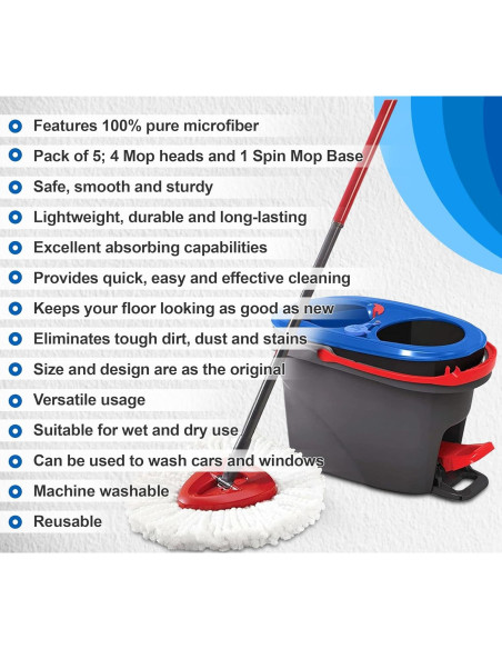 Cabezas de Mop O-Cedar NKAM - 4 Pcs Lavables y Duraderas Cabezas de Mop O-Cedar NKAM - 4 Pcs Lavables y Duraderas