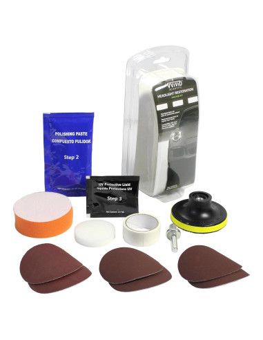 Kit de Restauración de Faros VViViD 14 Piezas con Lijas y Pulido