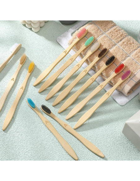 Cepillos de Dientes de Bambú Sieral 60 Pcs Suaves 19 cm Cepillos de Dientes de Bambú Sieral 60 Pcs Suaves 19 cm