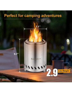 Estufa de Camping AmazStove 24.6 cm Acero Inoxidable Plata 2