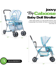 Carrito de Muñecas Joovy Toy Caboose Azul - Soporta 3 Muñecas 2