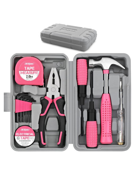 Kit de Herramientas Compacto Hi-Spec 13 Piezas Rosa para Bricolaje Kit de Herramientas Compacto Hi-Spec 13 Piezas Rosa para Bricolaje