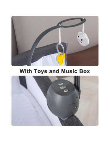 Cuna Lateral Yacul para Bebés Ajustable con Ruedas y Música