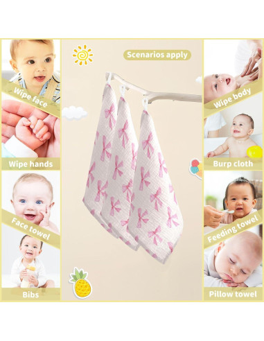 Toallitas de Baño Burbuja - Algodón Muslín Suave 30x30 cm, 3 Pzas