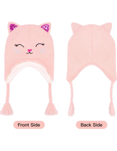 Gorro de Invierno con Orejas de Gato para Niñas 3-7 Años