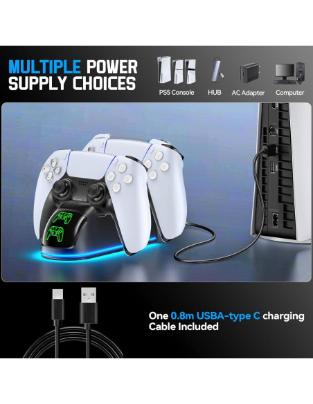 Cargador Doble Rysker para Controladores PS5 DualSense y Edge Cargador Doble Rysker para Controladores PS5 DualSense y Edge