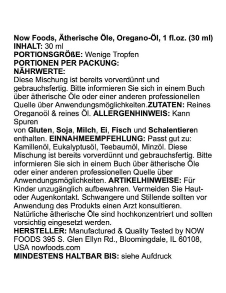 Aceite de Orégano 25% Now Foods 29.57 ml - Aromaterapia Aceite de Orégano 25% Now Foods 29.57 ml - Aromaterapia
