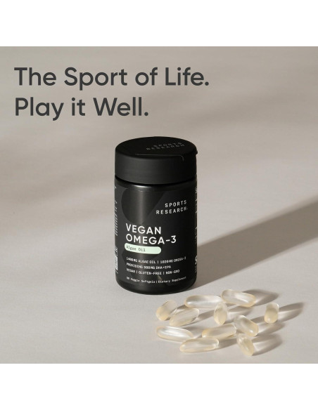 Omega-3 Vegano Sports Research 60 Cápsulas de Algas DHA EPA Omega-3 Vegano Sports Research 60 Cápsulas de Algas DHA EPA