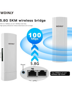 Puente Inalámbrico WDINLY CPE450 5KM 900Mbps Antena 14dBi 2