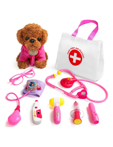 Kit de Doctor Rosa Fajiabao para Niñas 3-5 Años con Estetoscopio