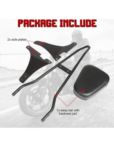 Barra Sissy INNOGLOW con Almohadilla para Harley Sportster 04+
