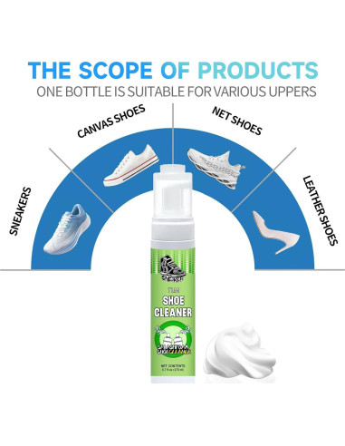 Kit Limpiador de Zapatos Genérico 240ml con Cepillo - Espuma Sin Agua
