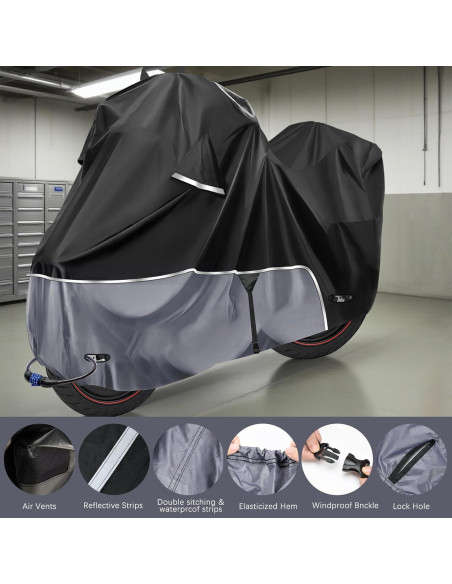 Funda de motocicleta Blshwez 600D impermeable 292 cm para Harley Funda de motocicleta Blshwez 600D impermeable 292 cm para Harley