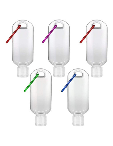 Botellas de Viaje Reutilizables 50ml Wangzi - 5 Pcs con Clip
