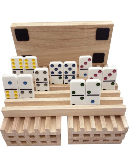 Set de 8 Bandejas de Dominó de Madera SUTIMSHE - Soportes para Fichas
