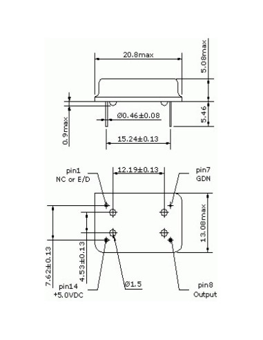 Oscilador de Cristal 1 MHz DIP14 Tongxiang 2 PCS 3.3V-5V