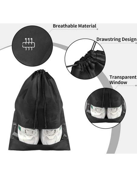 Paquete de 12 Bolsas Grandes para Zapatos COIDEA Negro Paquete de 12 Bolsas Grandes para Zapatos COIDEA Negro