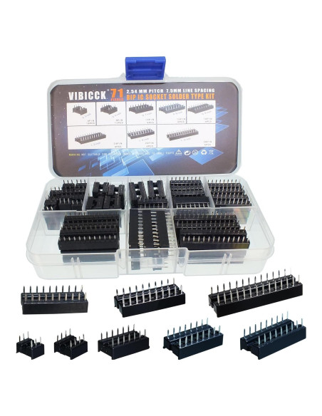 Kit 71 Zócalos DIP IC VIBICCK 2.54mm 6-28 Pines Kit 71 Zócalos DIP IC VIBICCK 2.54mm 6-28 Pines