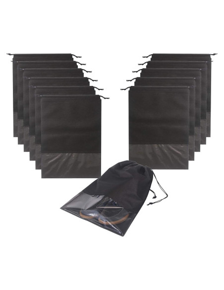 Set de 12 Bolsas de Viaje para Zapatos Negras - Organizador Set de 12 Bolsas de Viaje para Zapatos Negras - Organizador