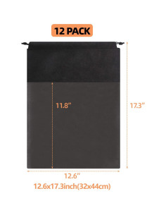 Paquete de 12 bolsas organizadoras de zapatos negras 32x44 cm 2