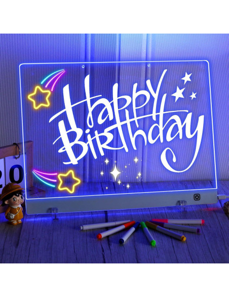 Tablero de Dibujo LED Berverra 40x30cm con 7 Marcadores Tablero de Dibujo LED Berverra 40x30cm con 7 Marcadores